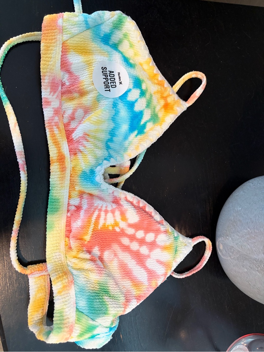 Hurley Tie-Dye Triangle Bralette - Coral, Yellow, Aqua
